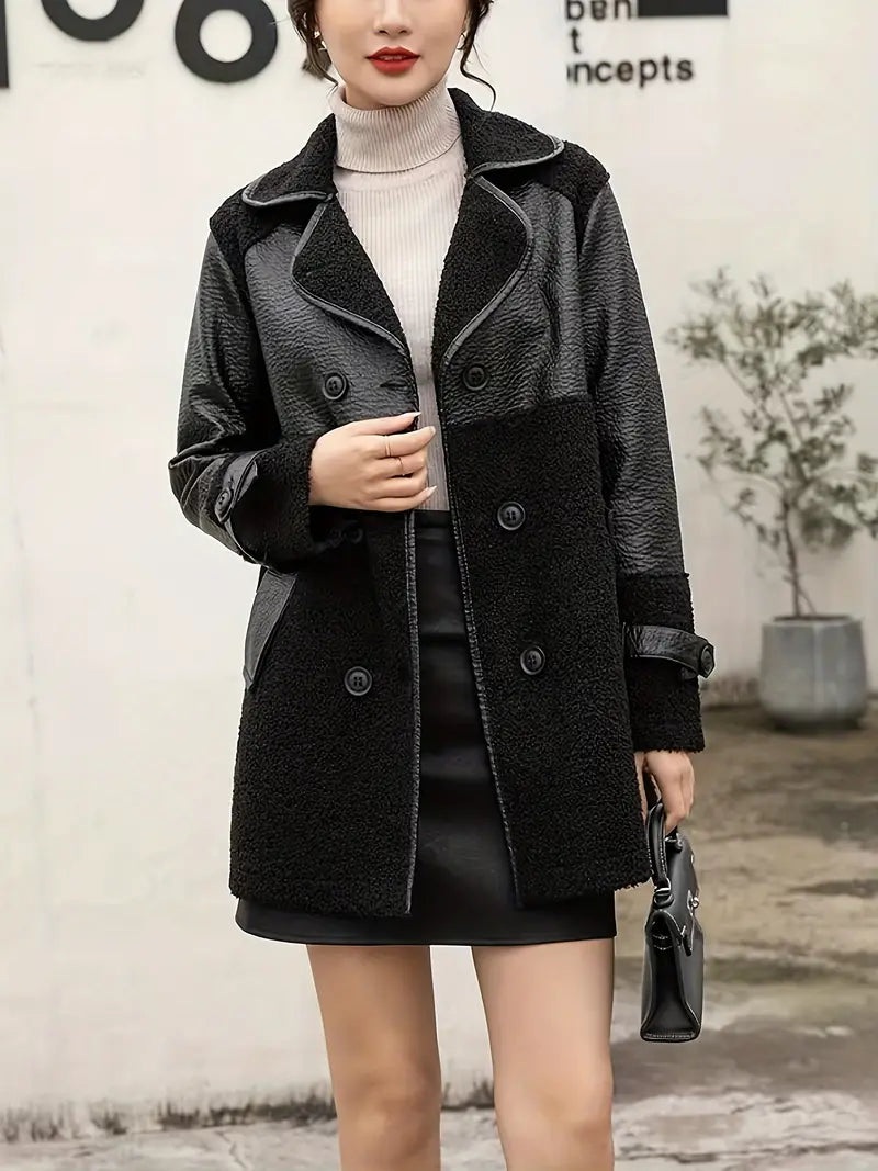 MW | PU-Lederjacke mit zwei Knopfreihen