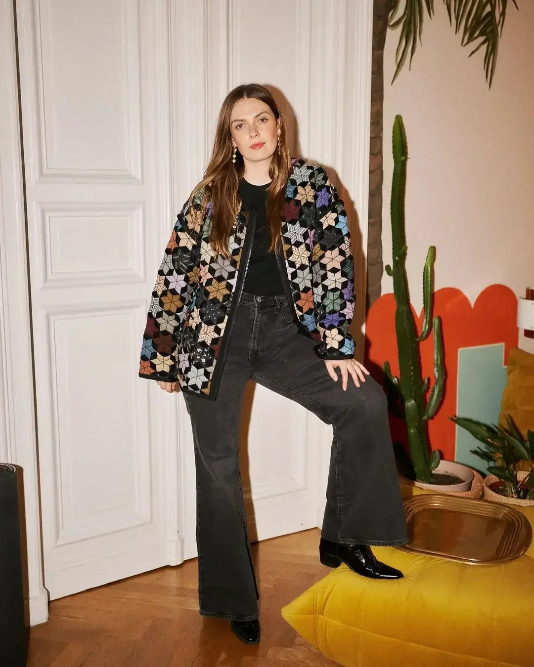 MW | Retro bunt karierte Jacke