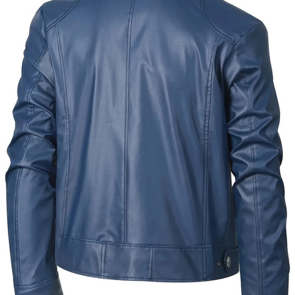 MW | Stylische PU-Lederjacke mit Farbblöcken und Multi-Zip-Design