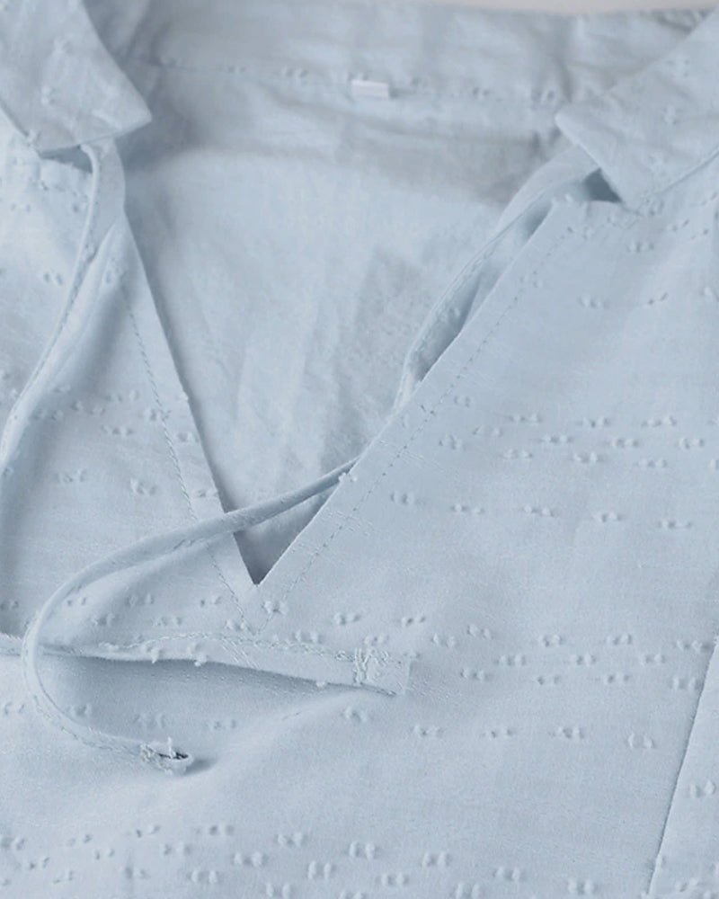 MW | A-Linien-Minikleid mit V-Ausschnitt, 3/4-Ärmeln und Taschen