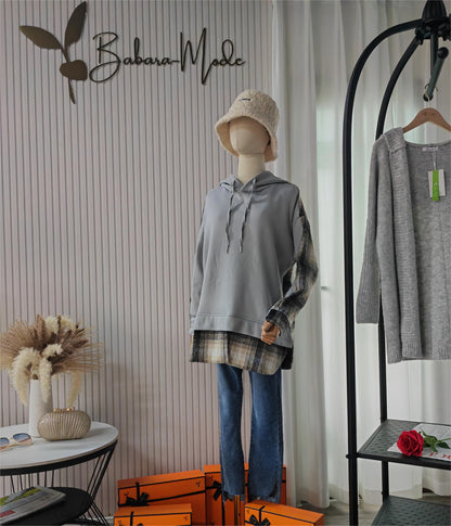 MW | Bequemes langärmeliges Patchwork-Sweatshirt