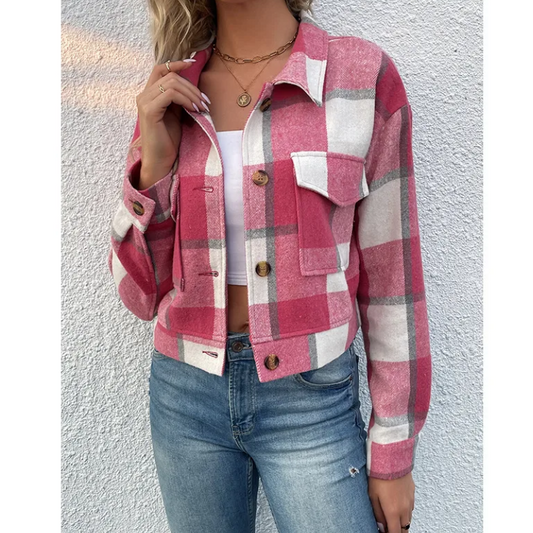 MW | Trendy karierte Jacke für Frauen