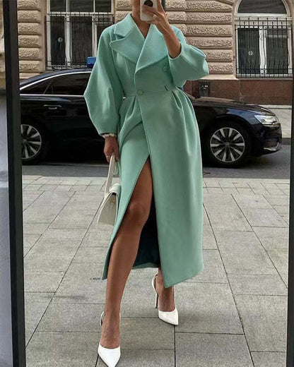 MW | Vintage-Wollmantel mit Laternenärmeln und Aufschlägen