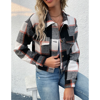 MW | Trendy karierte Jacke für Frauen