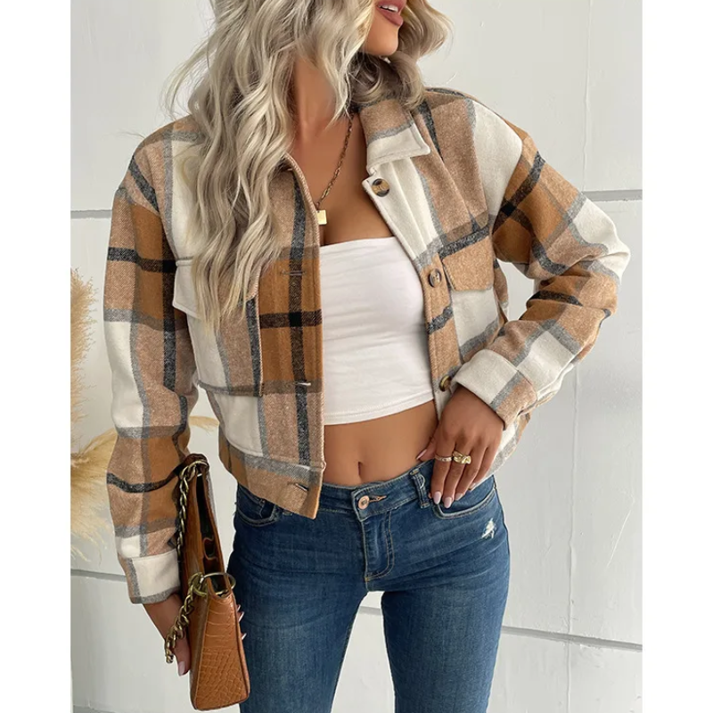 MW | Trendy karierte Jacke für Frauen