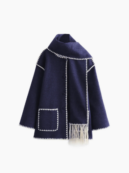 MW | warmer Mantel mit Quastenschal