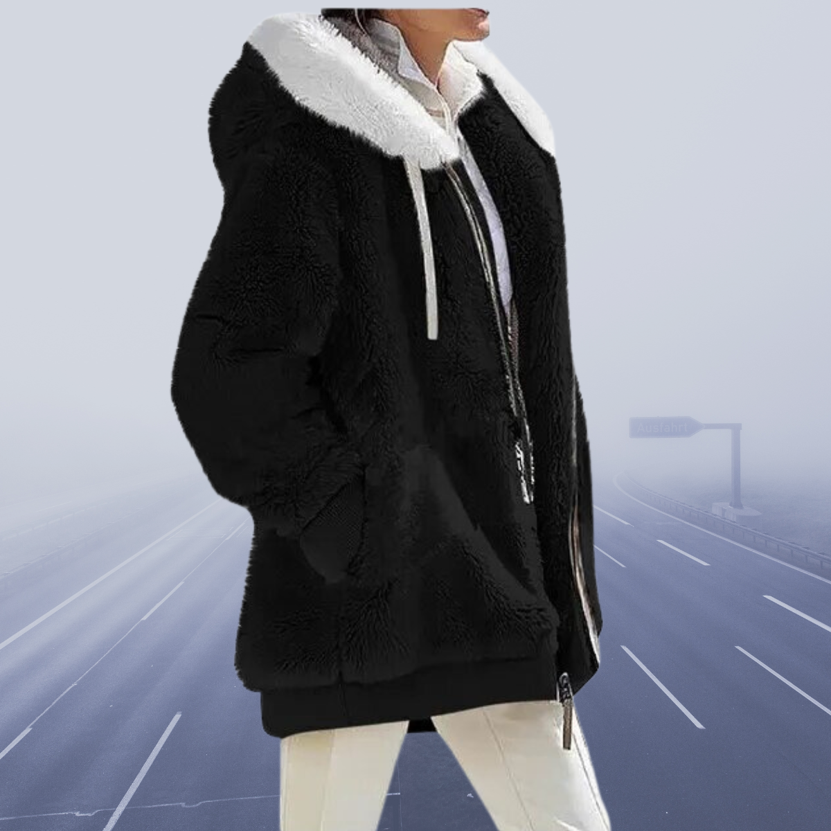 MW | stylische Fleecejacke mit Kapuze