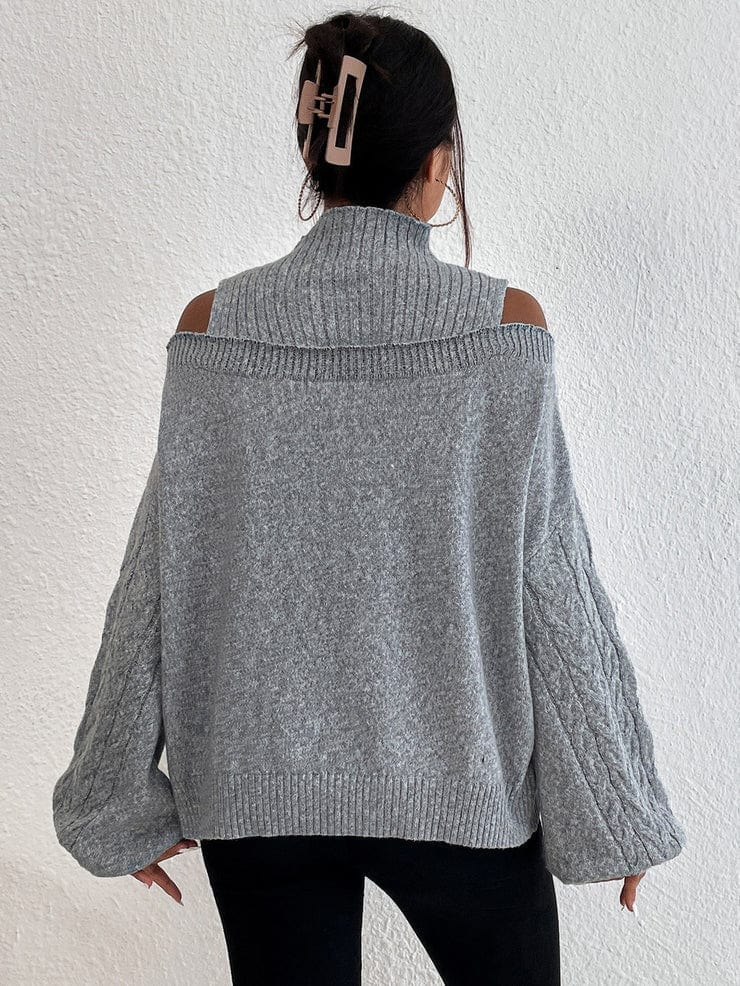 MW | MW Grauer Pullover mit offenen Schultern