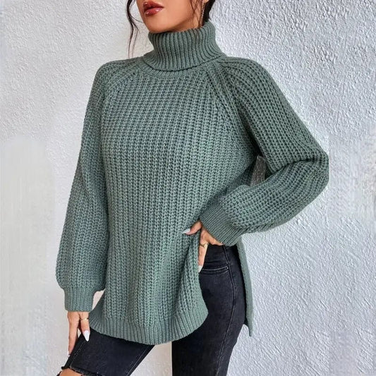 MW | Modischer grüner Rollkragenpullover