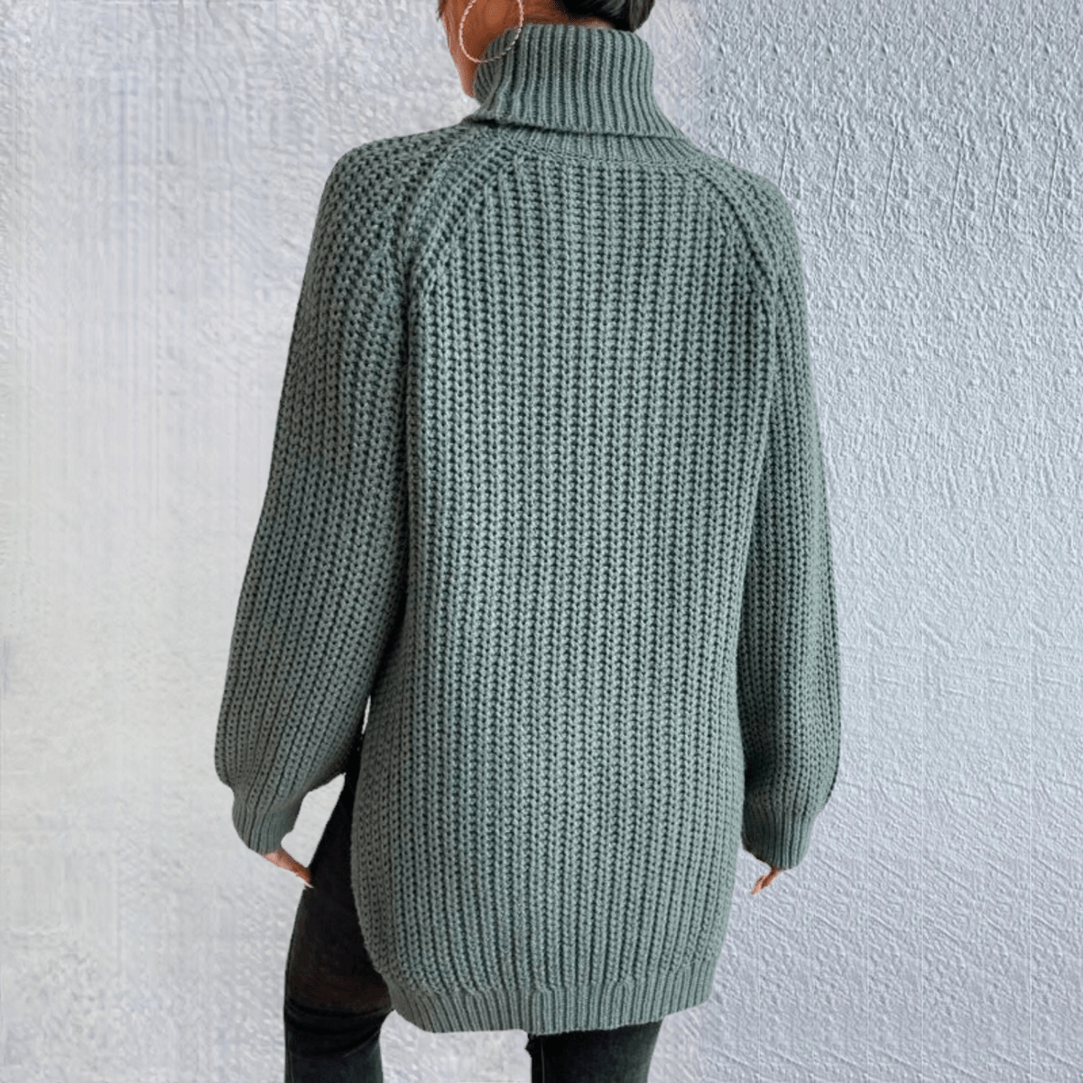 MW | Modischer grüner Rollkragenpullover