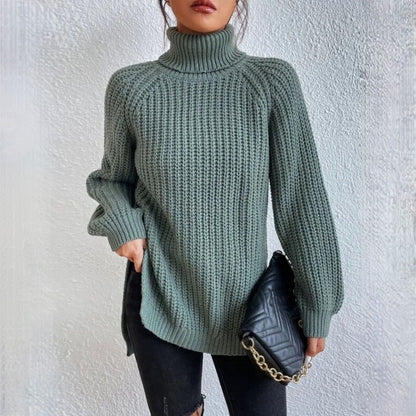 MW | Modischer grüner Rollkragenpullover