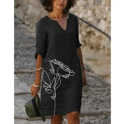 MW | Midikleid mit V-Ausschnitt und Blümchenmuster