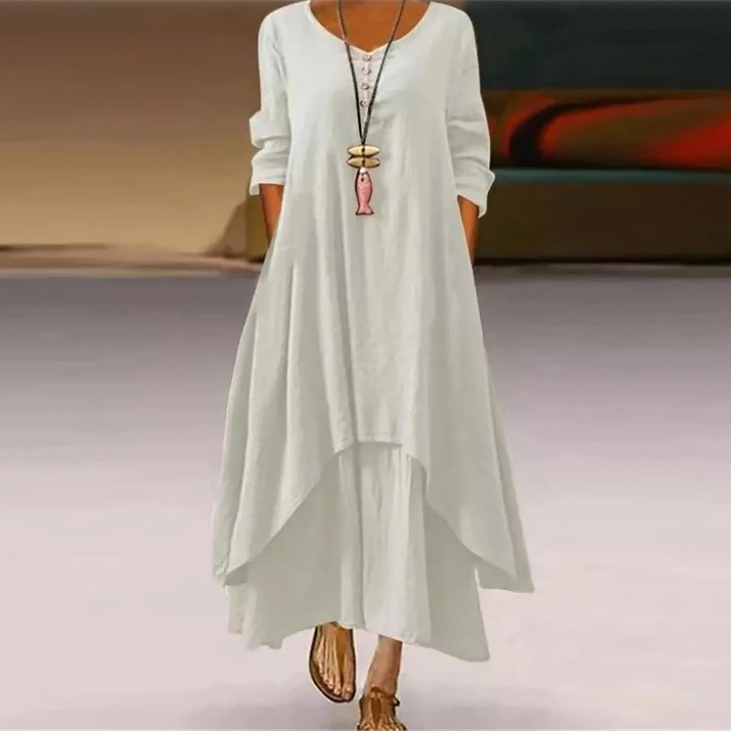 MW | Mehrlagiges fließendes Midikleid