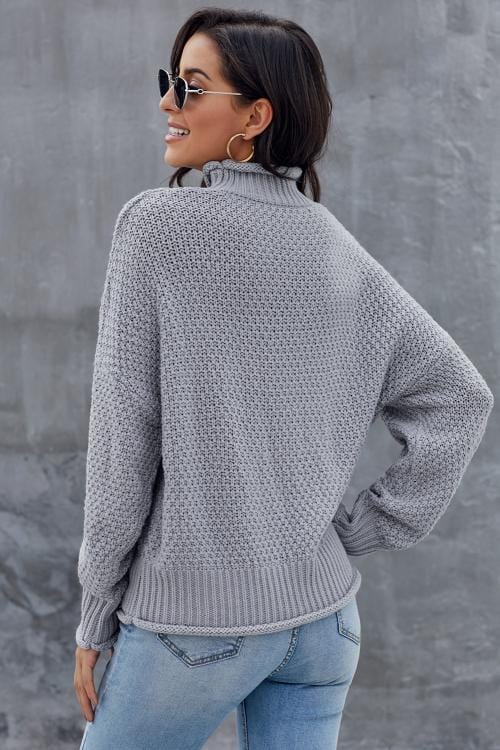 MW | MW Damenpullover in Grau, Langärmeliger Rollkragenpullover