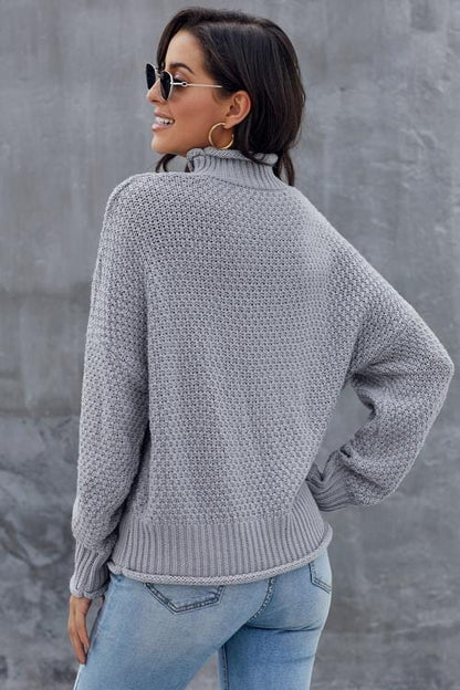 MW | MW Damenpullover in Grau, Langärmeliger Rollkragenpullover