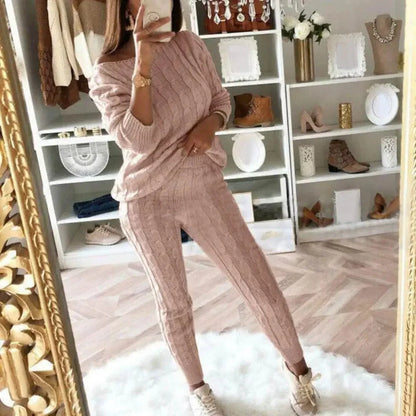 MW | MW -Damen 2-teiliger langer Strickanzug mit dickem Pullover