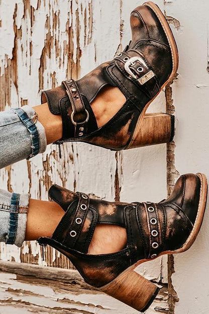 MW | Rustikale Stiefelette mit Blockabsätzen